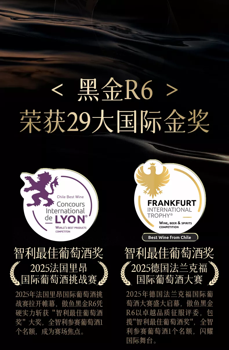 aoyo傲鱼跃黑金R6珍藏级西拉干红葡萄酒750ML礼盒装